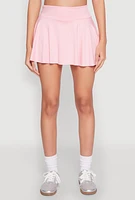Womens Ruffled High Waist Cell Phone Pocket Skort, Pink, Size S