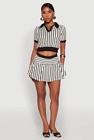 Womens Textured Knit Striped Polo Shirt,