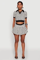 Womens Textured Knit Striped Polo Shirt,