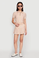 Womens Textured Knit Striped Polo Shirt, Beige, Size XL