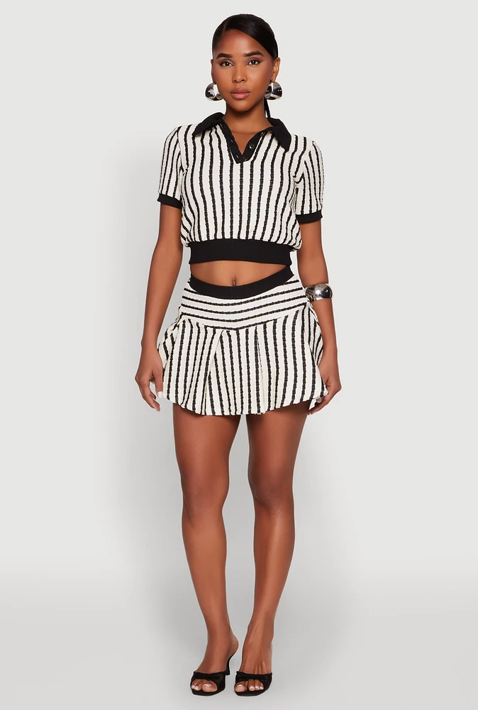 Womens Textured Knit Striped Mini Skirt, Multi, Size S