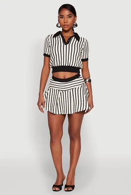 Womens Textured Knit Striped Mini Skirt, Multi, Size S