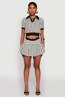 Womens Textured Knit Striped Mini Skirt, S