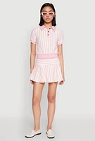 Womens Textured Knit Striped Mini Skirt, Pink, Size S