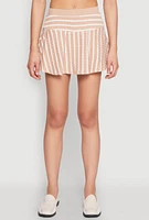Womens Textured Knit Striped Mini Skirt,