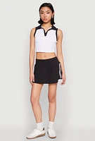 Womens Varsity Striped Drop Waist Skort,