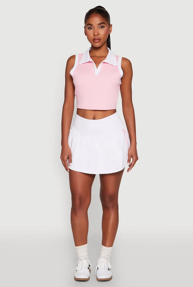 Womens Varsity Striped Drop Waist Skort, White, Size S