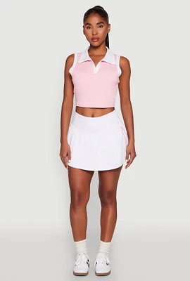 Womens Varsity Striped Drop Waist Skort, White, Size S