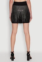 Womens Chic Rhinestone High Waisted Mini Pencil Skirt,