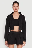 Womens Long Sleeve Hooded Sweatshirt and Tank Top, Black, Size L