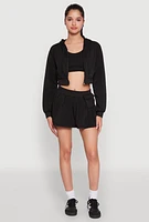 Womens Long Sleeve Hooded Sweatshirt and Tank Top, Black, Size L