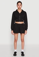 Womens Long Sleeve Hooded Sweatshirt and Tank Top, Black, Size L