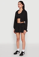 Womens Long Sleeve Hooded Sweatshirt and Tank Top, Black, Size L