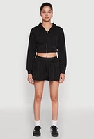 Womens Fleece Lined Pleated Cargo Skort,