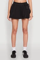 Womens Fleece Lined Pleated Cargo Skort,