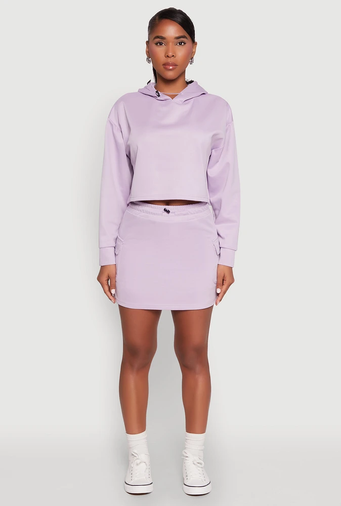 Womens Toggle Drawstring Cargo Skort, Purple, Size M