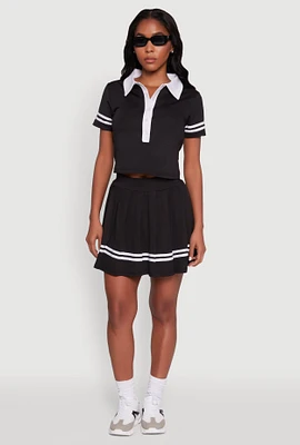 Womens Trendy Varsity Stripe Pleated Mini Skirt,