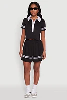Womens Trendy Varsity Stripe Pleated Mini Skirt,
