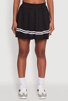 Womens Trendy Varsity Stripe Pleated Mini Skirt,