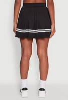 Womens Trendy Varsity Stripe Pleated Mini Skirt,