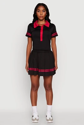 Womens Trendy Varsity Stripe Pleated Mini Skirt,