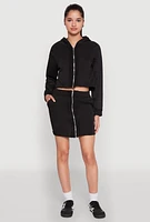 Womens Fleece Lined Rib Knit Zip Front Sweatshirt,