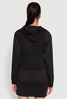 Womens Fleece Lined Rib Knit Zip Front Sweatshirt,