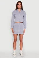 Womens Fleece Lined Rib Knit Zip Front Sweatshirt,