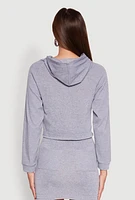 Womens Fleece Lined Rib Knit Zip Front Sweatshirt,