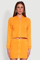 Womens Fleece Lined Rib Knit Zip Front Sweatshirt,