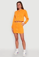 Womens Fleece Lined Rib Knit Zip Front Sweatshirt,