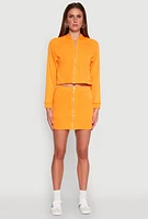 Womens Fleece Lined Rib Knit Zip Front Sweatshirt,