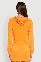 Womens Fleece Lined Rib Knit Zip Front Sweatshirt,
