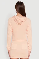 Womens Fleece Lined Rib Knit Zip Front Sweatshirt, Orange, Size XL