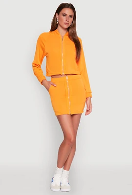 Womens Fleece Lined Zip Front Skirt, Orange, Size M