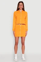 Womens Fleece Lined Zip Front Skirt, Orange, Size M