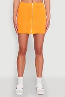 Womens Fleece Lined Zip Front Skirt, Orange, Size M