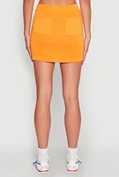 Womens Fleece Lined Zip Front Skirt, Orange, Size M