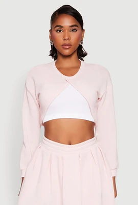 Womens Long Sleeve Bolero Sweatshirt, Pink,
