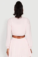 Womens Long Sleeve Bolero Sweatshirt, Pink, Size M