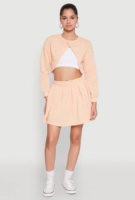 Womens Smocked High Waisted Pleated Skort,
