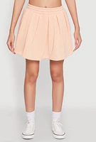 Womens Smocked High Waisted Pleated Skort, Orange, Size XL