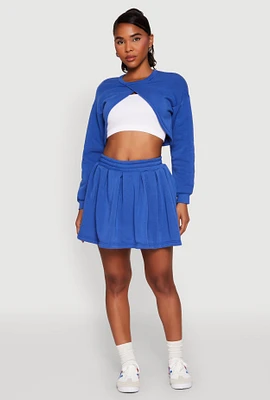 Womens Smocked High Waisted Pleated Skort,