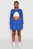 Womens Smocked High Waisted Pleated Skort,