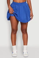 Womens Smocked High Waisted Pleated Skort,