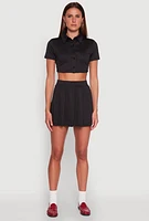 Womens Solid Pleated Skirt,