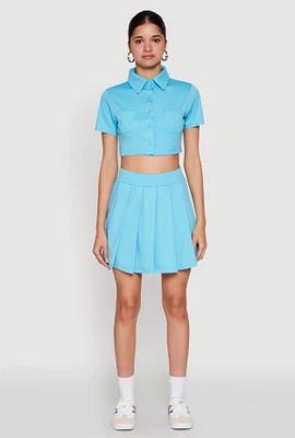 Womens Solid Pleated Skirt,