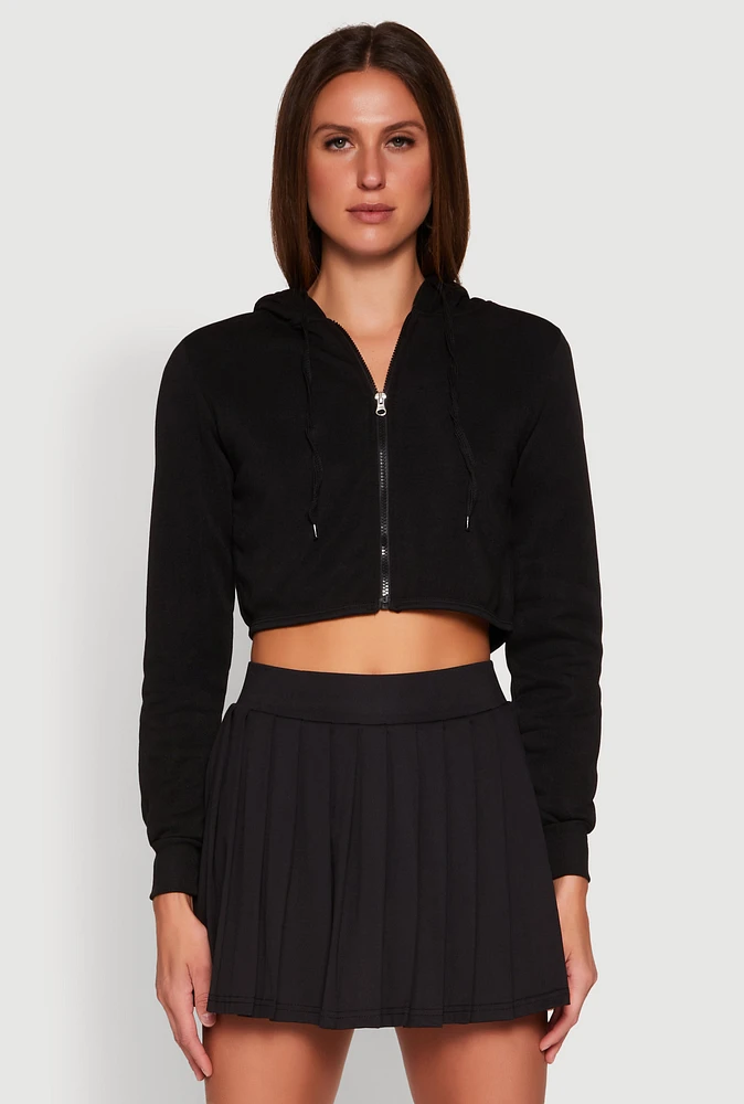 Womens Zip Front Cropped Hoodie, XL