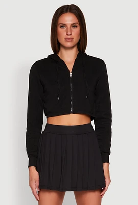 Womens Zip Front Cropped Hoodie, XL