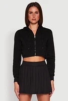 Womens Zip Front Cropped Hoodie, XL